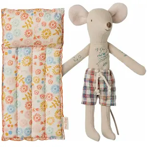 Maileg Souris de plage sur son matelas Papa Fleurs pas cher