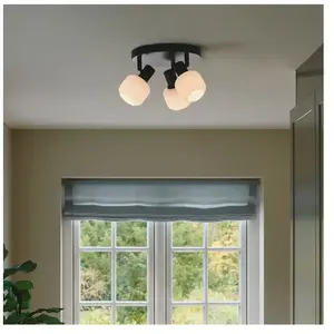 Nordlux Milford mini-plafondlamp-Rondel-3x E14-opaal glas/zwartVendu pargalaxus