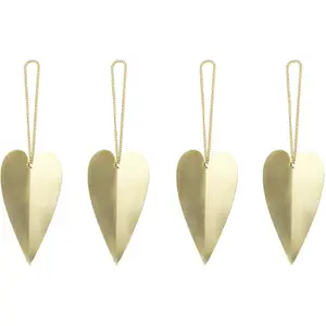 Ferm Living - Hartvormige ornamenten - Set van 4 - Messing pas cher