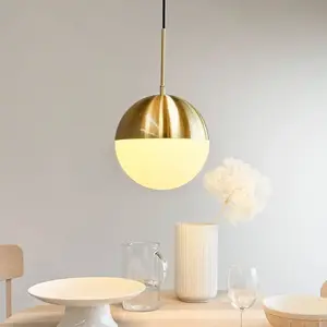 Dyberg Larsen, Suspension, Dyberg-Larsen - Nova D25 Pendant - Opal/Brass - 25 cm