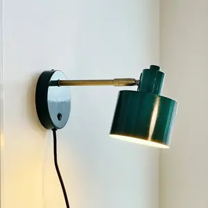 Ocean wandlamp donkergroen/messing
