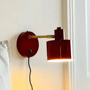 Ocean wandlamp donkerrood/messing