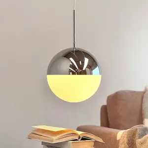 Dyberg Larsen, Suspension, Dyberg-Larsen - Nova D25 Pendant - Opal/Chrome - 25 cm