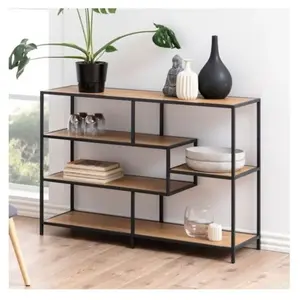 Actona EMOB Etagère Dover avec décor en chêne sauvage et cadre noir mat. Equipée de 3 tablettes. pas cher