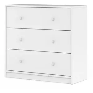 Comparateur de prix : Tvilum Commode à trois tiroirs couleur blanche 72,4 x 68,3 x 30,1 cm
