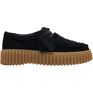 Clarks Shoes Zwarte Leren Veterschoenen Met Rubberen Zool pas cher