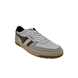 Gola Gola Hawk Chaussures Homme - Entraîneurs En Cuir Blanc Tabacco Et Marine - 42