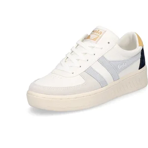 Baskets basses GOLA Grandslam Trident - Blanc - Femme - Lacets - Textile - Plat pas cher