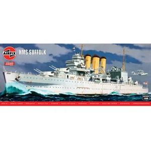 Airfix Modelbouwpakket Militaire voertuigen - 03203V HMS Suffolk WWII - Britse Zware Kruiser Plastic - 1:600 - Modelbouw pas cher
