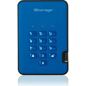 iStorage diskAshur2 SSD 8TB - Bleu (8 To), SSD externe, Bleu pas cher
