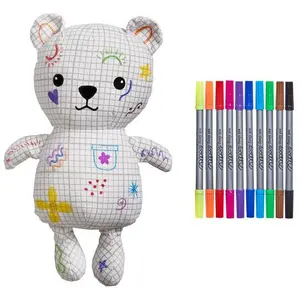 Eat Sleep Doodle Teddybär mit 10 quadratischen Markern pas cher