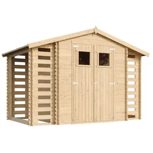 TIMBELA Abri de jardin en bois avec à bûches / rangement 5,47 m² - Cabane de j... pas cher
