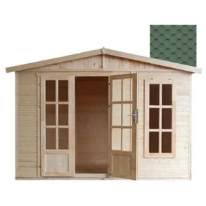 TIMBELA Abri de jardin en bois 6 m2 - l332xP222xH232cm - Cabanon jardin extérieur avec sol - Cabane de jardin - Chalet de Loisirs - Maison d'été en bois pas cher