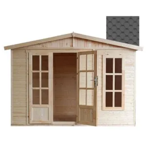 TIMBELA Abri de jardin en bois 6 m2 - l332xP222xH232cm - Cabanon jardin extérieur avec sol - Cabane de jardin - Chalet de Loisirs - Maison d'été en bois pas cher