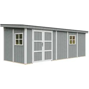 Comparateur de prix : Abri de Jardin Qualité Premium 14,3 m² - H231x248x648 cm - Sans plancher e  paroi latérale - Timbela M941B-CAVERN STEEL