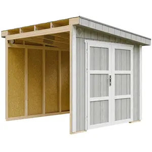 Abri de Jardin Qualité Premium 5,9 m² - H231x248x294 cm - Sans plancher e paroi latérale - Timbela M938B-TUNDRA GREY pas cher