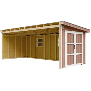 Abri de Jardin Qualité Premium 14,3 m² - H231x248x648 cm - Sans plancher e paroi latérale - Timbela M941B-REDWOOD RED pas cher