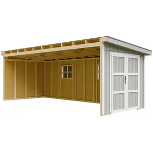 Abri de Jardin Qualité Premium 14,3 m² - H231x248x648 cm - Sans plancher e  paroi latérale - Timbela M941B-TUNDRA GREY