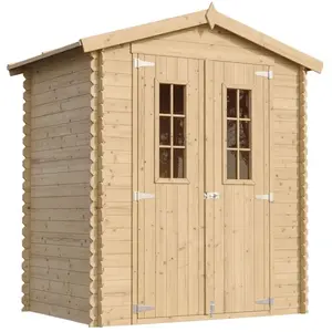 TIMBELA Abri de jardin en bois - Stockage extérieur I196xL136xH218 cm/ 1.98 m2... pas cher
