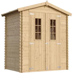 Abri de jardin en bois AVEC SOL TRAITÉ - Stockage extérieur I196xL136xH218 cm/ 1.98 m2 - TIMBELA M367C+M367G pas cher