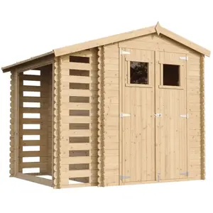 TIMBELA Abri de jardin en bois et range bûches extérieur - I206xL272xH218 cm/ ... pas cher