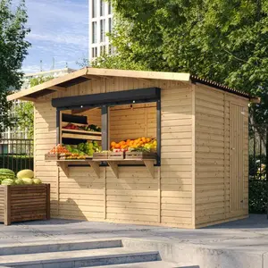 Timbela M150Z - Houten marktkraam - 6 m² -263x336xH232 cm - met 2 afsl... pas cher