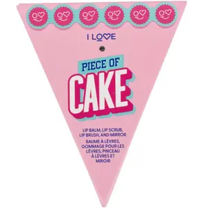 I LOVE Piece of Cake Lip Care Set Lip Balm, Lip Scrub, Lip Brush & Spiegel pas cher