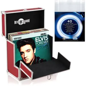 Retro Musique KXRM 03 R rode platenkoffer incl. sleeves