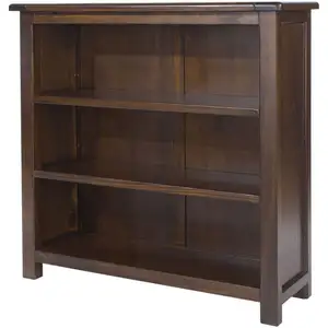 Bibliothèque basse 2 étagères 90x30x90 cm en pin foncé - GUVEN