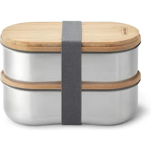 black+blum Black + Blum Bento Lunchbox set - RVS met bamboe deksel pas cher