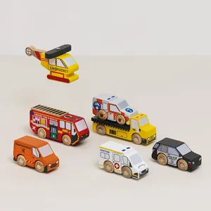 Le Toy Van speelgoed reddingshelikopter en hulpvoertuigen FSC 100% set.