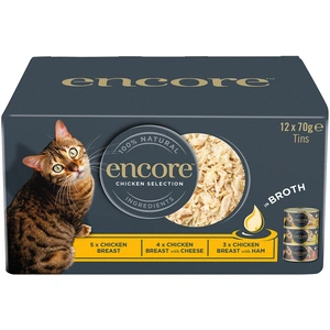 Lot mixte Encore en bouillon 12 x 70 g boîtes pour chat - sélection au poulet (3 saveurs) pas cher