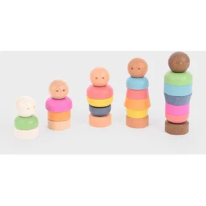 TickiT Lot de 5 personnes communautaires en bois arc-en-ciel 73524 pas cher