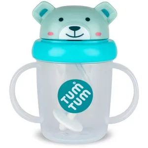 TUM TUM Tasse antifuite avec paille lestée Ourson bleu (200 ml) pas cher