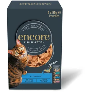 Lot mixte Encore en sauce 5 x 50 g sachets pour chat - sélection au poisson (3 saveurs) pas cher
