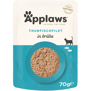 Paquet économique 24x70 Filet de thon Applaws Natural en bouillon nourriture humide pour chat pas cher