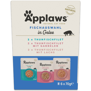 6x70g Applaws Cat Pouch in Jelly Sélection avec poisson Nourriture pou... pas cher
