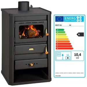 Poêle à bois Prity S2   104 kW Noir Graphite Classe A Design CompactVendu parcdiscount