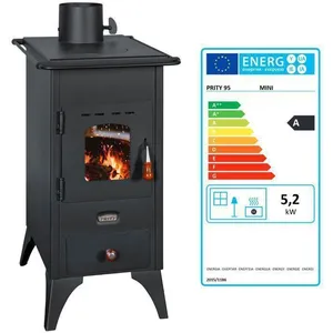 Poêle à bois Prity Mini SP   52 kW Noir Graphite Classe A Design Compa...Vendu parcdiscount
