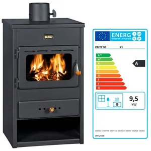 Poêle à bois Prity K1   95 kW Noir Graphite Classe A Design CompactVendu parcdiscount