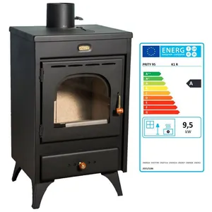 Poêle à bois Prity K1 R   95 kW Noir Graphite Classe A Design Compact pas cher