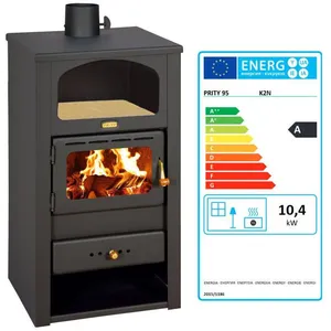 Poêle à bois Prity K2 avec niche   104 kW Noir Graphite Classe A Desig...