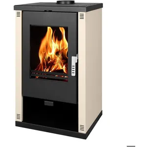 Poêle à bois Verso Theia - 9 kW  Panneaux latéraux ivoire et design co... pas cher