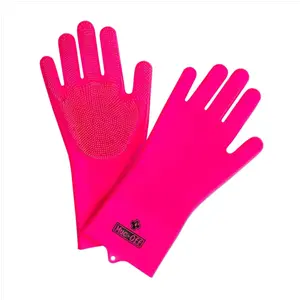 Muc-Off - Silicone Deep Scrubber Gloves Motor Fiets Ebike Poets Handschoenen - Roze - M pas cher