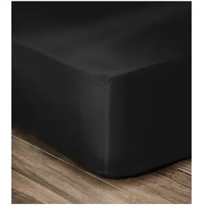 LOVELY HOME Drap Housse 100% coton 160x200x25 cm noir pas cher