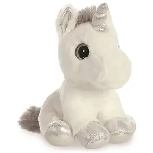 Aurora Peluche Licorne Sparkle Argent 18 Cm pas cher