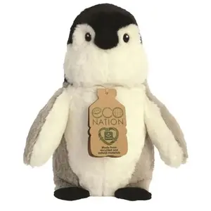 Aurora, 35015, Eco Nation, Pingouin, 24 cm, Peluche, (Gris/Blanc/Noir) pas cher