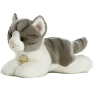 Aurora chat en peluche Mini Yoni gris/blanc 20 cm pas cher