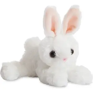 Aurora Pluche konijn/haas knuffel - wit - 20 cm - Konijnen/hazen knuffels