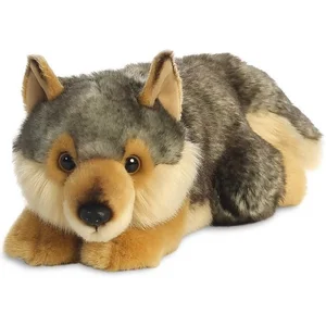 Aurora Knuffel Mini Yoni Wolf Grijs/bruin 28 Cm pas cher
